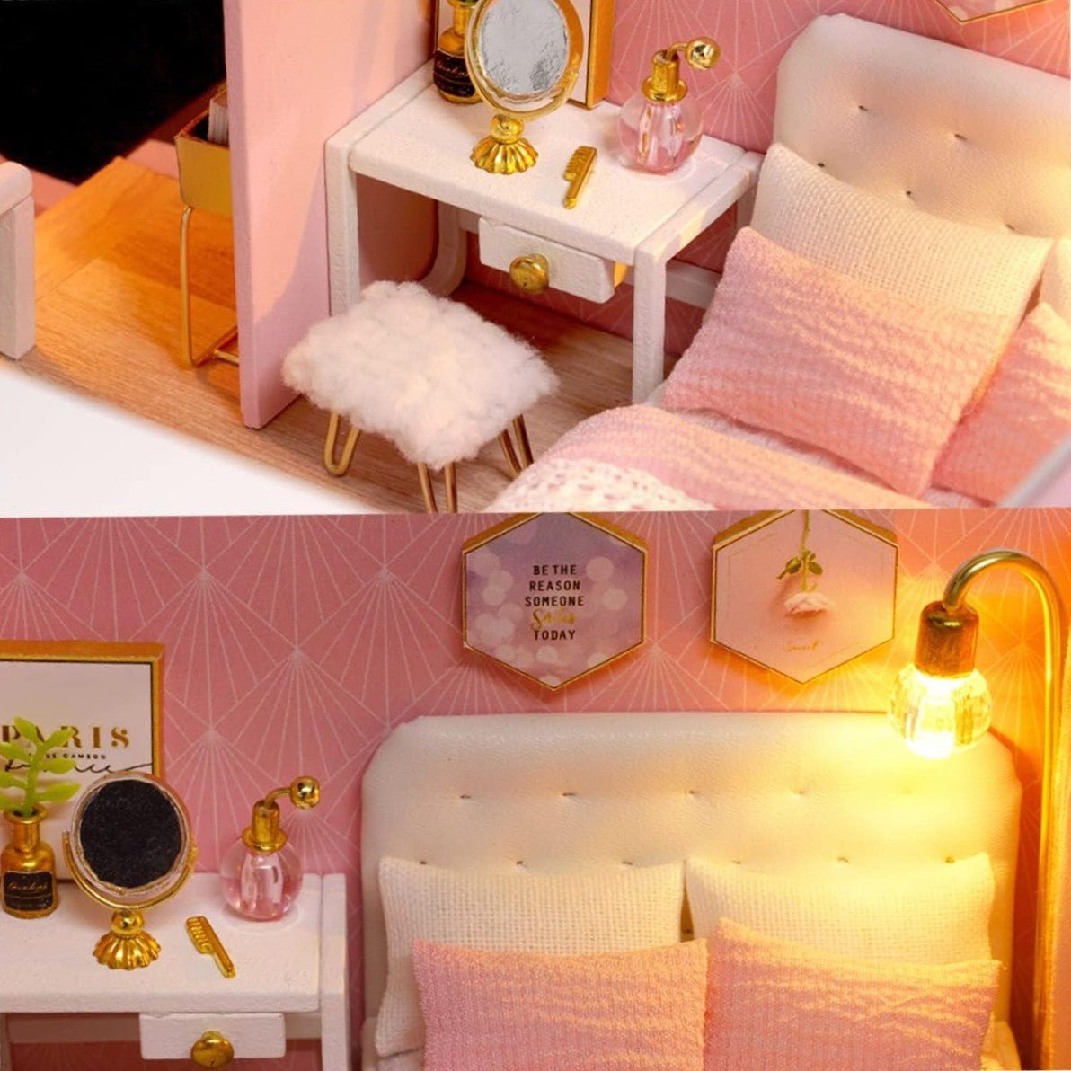 Maison de Poupée - MiniDollhousePuzzle™ - Rose à deux chambres