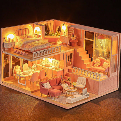 Maison de Poupée - MiniDollhousePuzzle™ - Rose à une chambre
