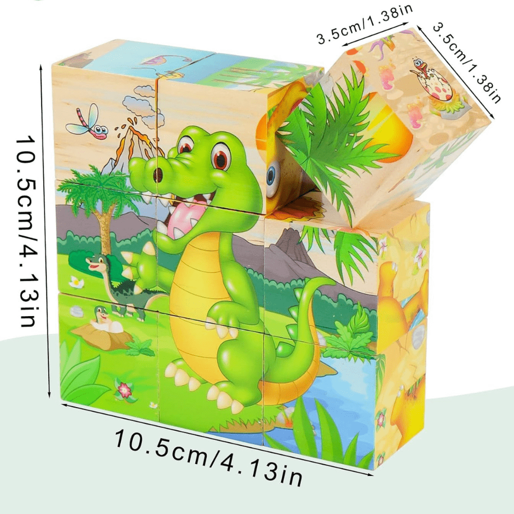 Puzzle en Bois - CubeMontessori™ - Dinosaures