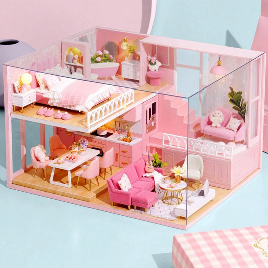 Maison de Poupée - MiniDollhousePuzzle™ - Rose à une chambre