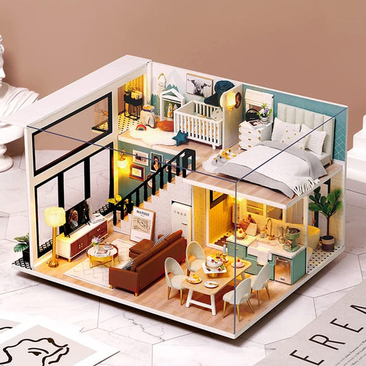 Maison de Poupée - MiniDollhousePuzzle™ - Beige & Vert