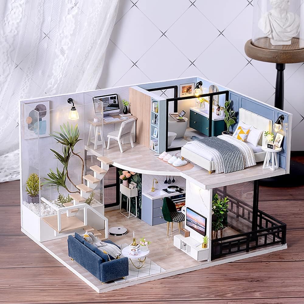 Maison de Poupée - MiniDollhousePuzzle™ - Scandinave Bleu