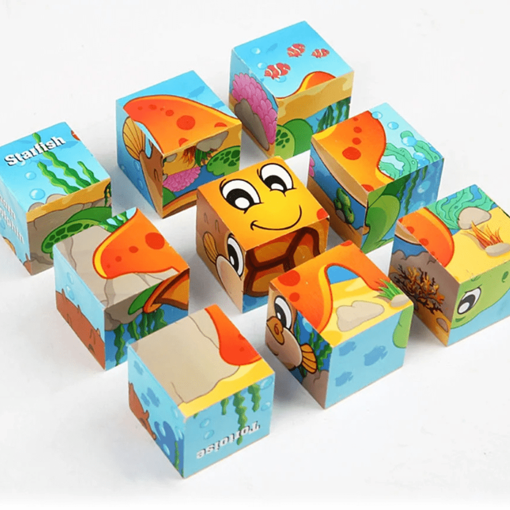 Puzzle en Bois - CubeMontessori™ - Animaux Marins