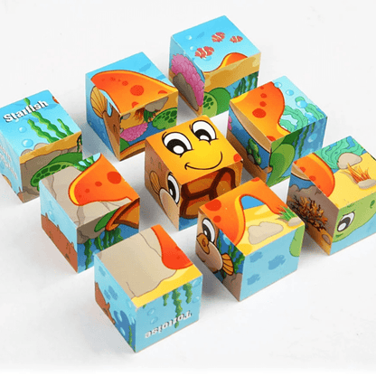 Puzzle en Bois - CubeMontessori™ - Animaux Marins