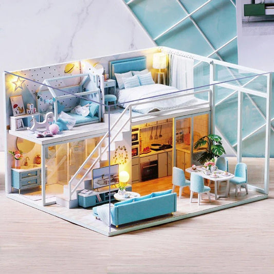 Maison de Poupée - MiniDollhousePuzzle™ - Bleu Ciel