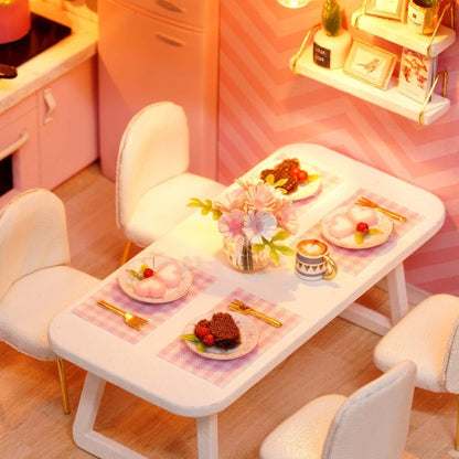 Maison de Poupée - MiniDollhousePuzzle™ - Rose à deux chambres